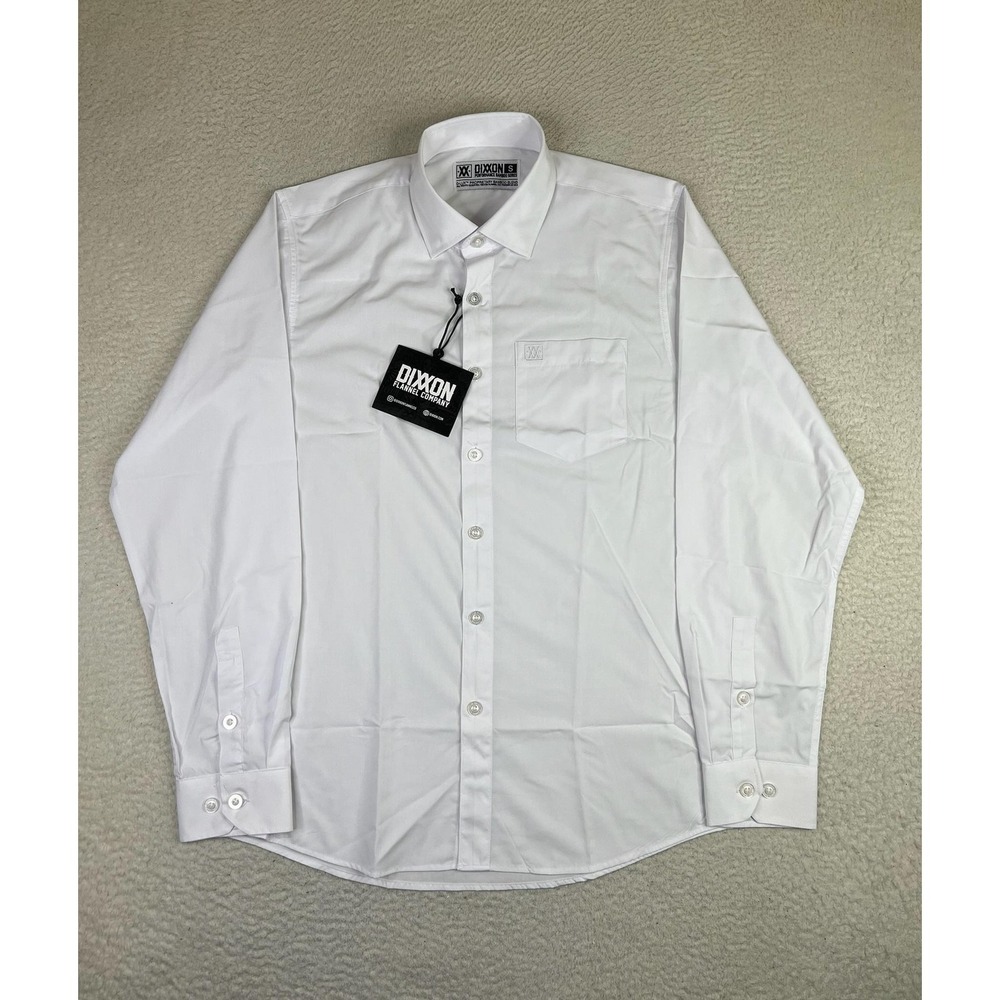 Dixxon‎ Shirt Mens Small White Performance Bamboo Long Sleeve Button Up Casual